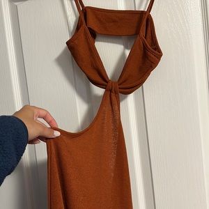 Bronze cut out maxi dress